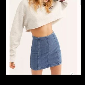 Free People Modern Femme Mini Light Blue Jean Denim Skirt B22